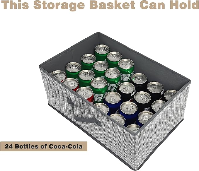 Storage Baskets, 15.7 Inch Woven Fabric Bins, Storage Cubes with Reinforced Handles, Organizer Bins for Closet Shelves, Folda