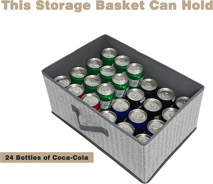 Storage Baskets, 15.7 Inch Woven Fabric Bins, Storage Cubes with Reinforced Handles, Organizer Bins for Closet Shelves, Folda