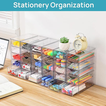 Vtopmart Acrylic Organizer with 30 Drawers, Desk Organizers and Accessories, Clear Makeup Organization, Dustproof Storage Dra