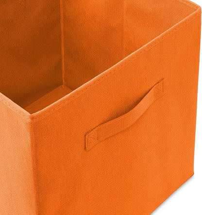 Casafield Set of 6 Collapsible Fabric Cube Storage Bins, Orange - 13" Foldable Cloth Baskets for Shelves, Cubby Organizers & 