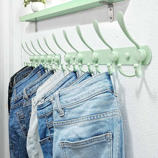 Dseap Coat Rack Wall Mounted - 5 Tri Hooks, Heavy Duty, Stainless Steel, Metal Coat Hook Rail for Coat Hat Towel Purse Robes 