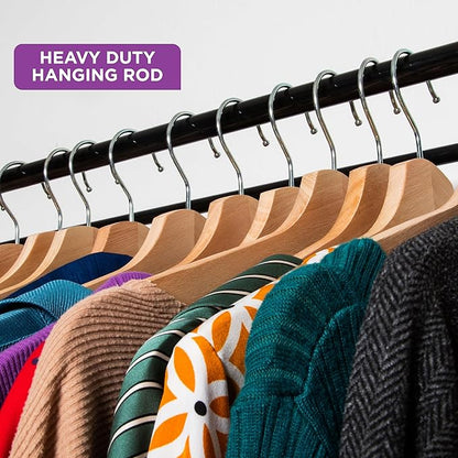 HOLDN’ STORAGE Portable Wardrobe Closet - 50 lb Capacity, Internal Heavy Duty Metal Rod, Zipper & Clear Window, Durable Cloth