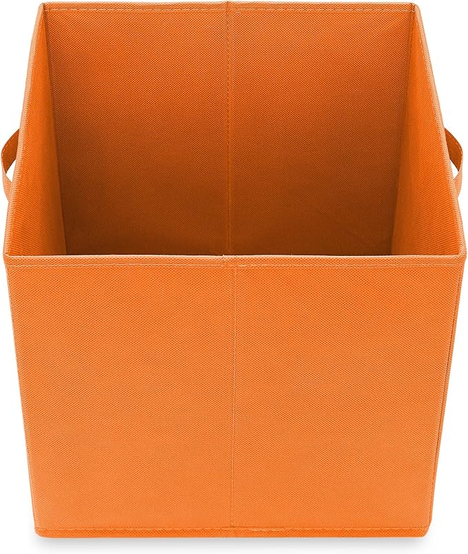 Casafield Set of 6 Collapsible Fabric Cube Storage Bins, Orange - 13" Foldable Cloth Baskets for Shelves, Cubby Organizers & 