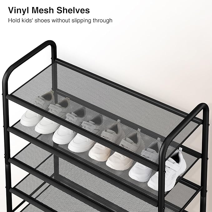 STO STO 10-Tier Shoe Rack with Sturdy Mesh Shelves, Tall Metal Shoe Organizer for Entryway, Closet, Garage, Front Door, Holds