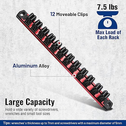 WORKPRO Magnetic Screwdriver Organizer and Wrench Organizer, Aluminum Rail Magnetic Tool Organizer, Tool Holder, Toolbox Orga