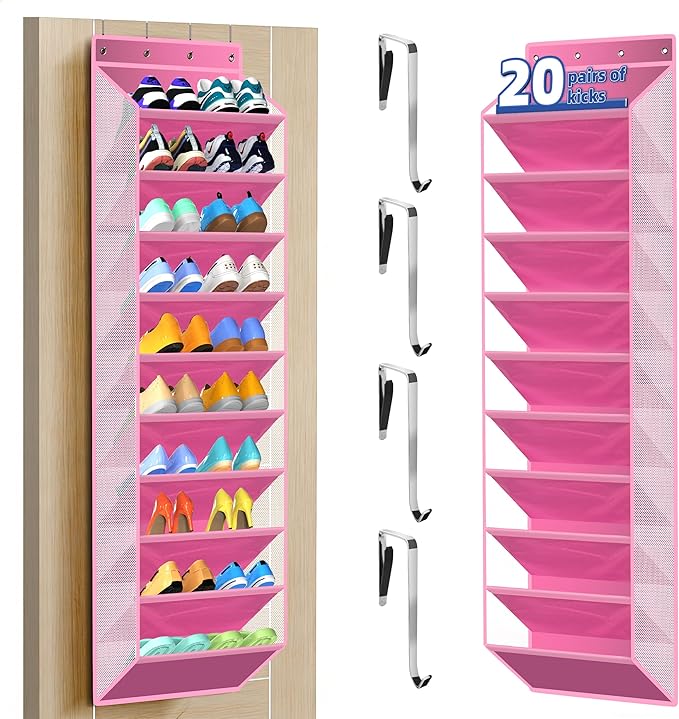 PAULONE 10-Pocket Multi-Use Over the Door Organizer, Heavy Duty 95lbs Capacity with Breathable Mesh, Versatile Hanging Storag