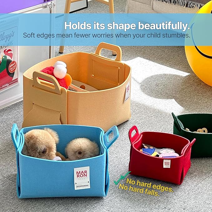 Collapsible Felt MAGENTAPINK Storage Bin Large 14.6"x9.4"x9.4" – Foldable Basket with Handles for Closet, Laundry Room Organi