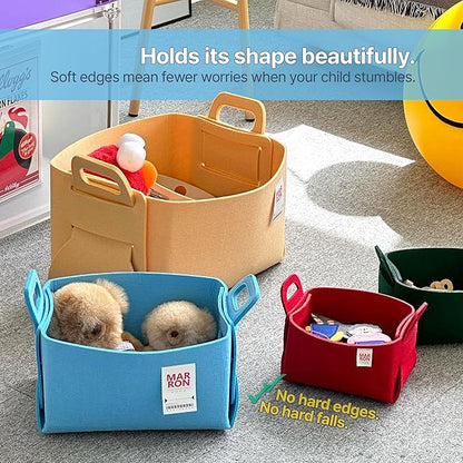 Collapsible Felt MAGENTAPINK Storage Bin Large 14.6"x9.4"x9.4" – Foldable Basket with Handles for Closet, Laundry Room Organi