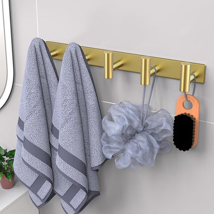 VAEHOLD Hat and Coat Wall Mount Rack - Hooks for Robes, Bags, Keys, and Towels - Bathroom Towel Hanger Organizer (Gold, “T“ S