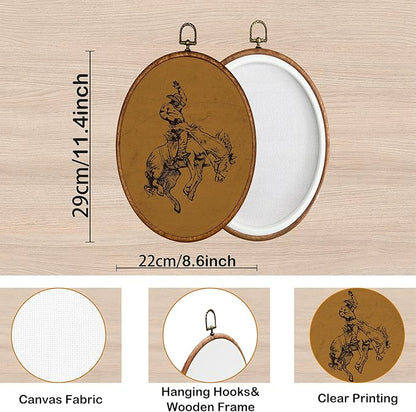KSDUT Western Cowboy Horse Wall Art Decor - Brown Bucking Southwestern Wall Art Canvas Frame Hanging Prints, Mid Century Mode