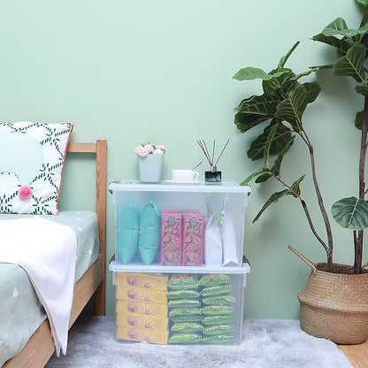 Citylife 58.1 QT Plastic Storage Bins with Latching Lids Stackable Storage Containers for Organizing Large Clear Storage Box 