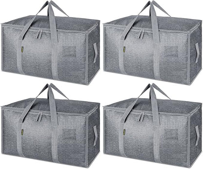 BALEINE 4-Pack Oversized Moving Bags with Reinforced Handles, Heavy-Duty Storage Tote for Clothes, Moving Supplies (Winter Gr