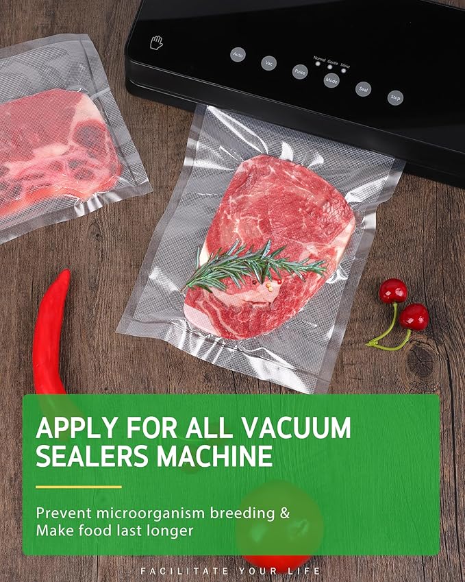 Syntus Vacuum Sealer Bags, 4 Pack 2 Roll 11" x 20' and 2 Roll 8" x 20' Commercial Grade BPA Free Bag Rolls, Food Vac Bags for