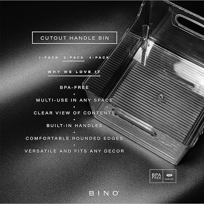 BINO | The Lodge Collection | Plastic Storage Bins - 2 Pack | Multi-Use Organizer With Built-In Handles | BPA-Free | for Pant