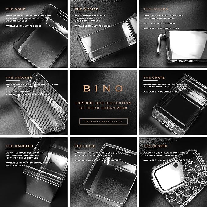 BINO | The Lodge Collection | Plastic Storage Bins - 2 Pack | Multi-Use Organizer With Built-In Handles | BPA-Free | for Pant
