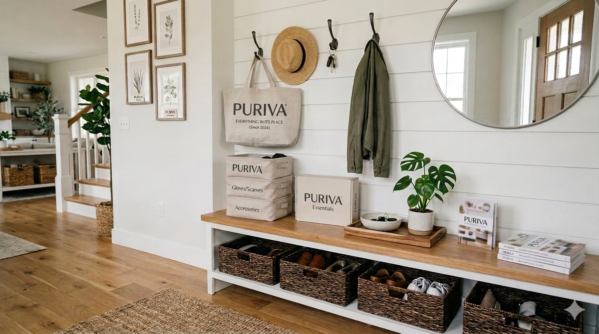 Puriva home organization and storage solutions – clean, minimalist living spaces
